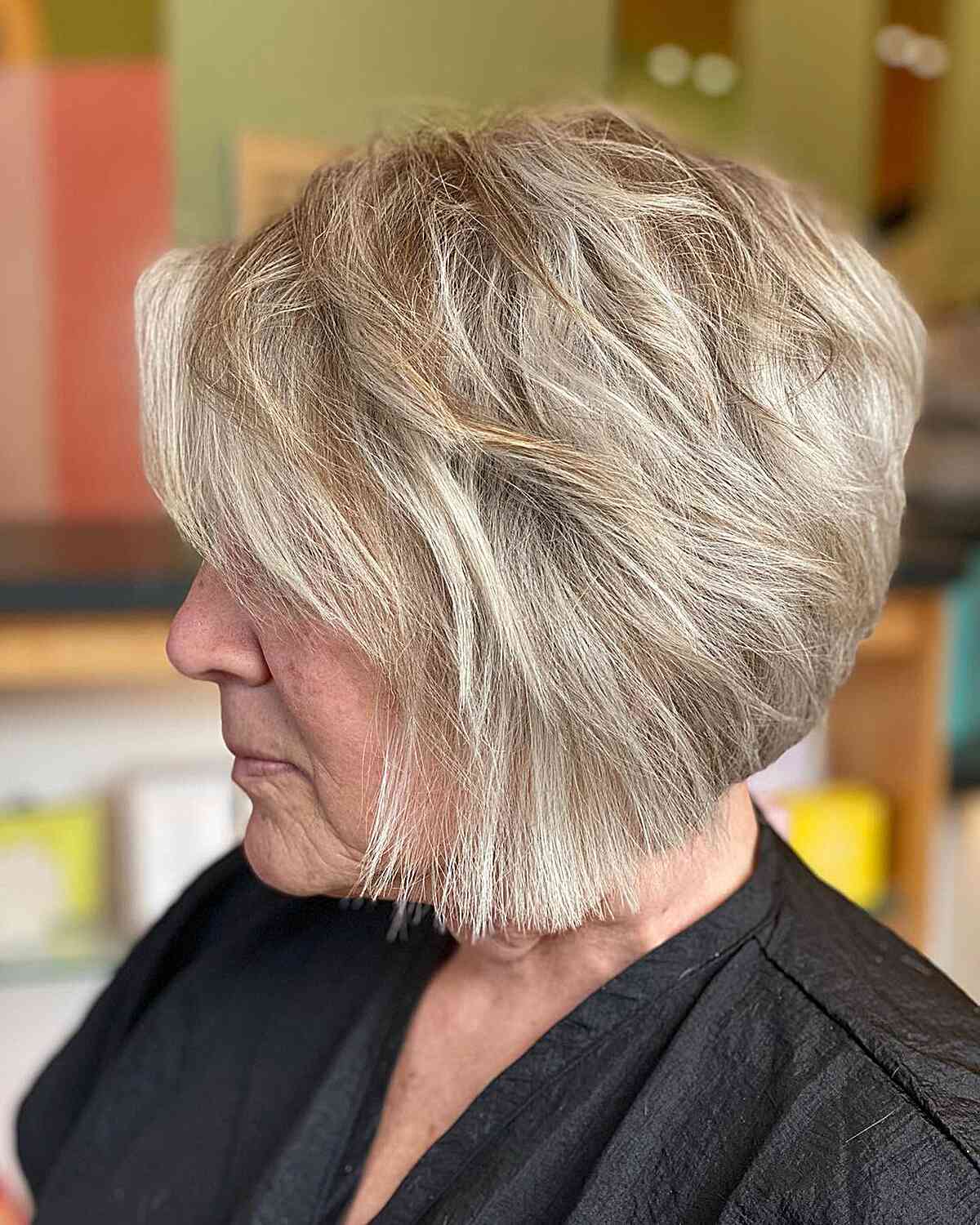 short graduated textured bob with crown layers
