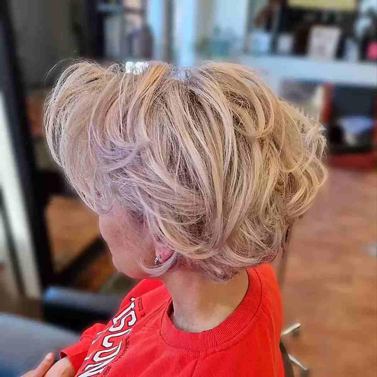 short layered blowout textured bob style for thick hair