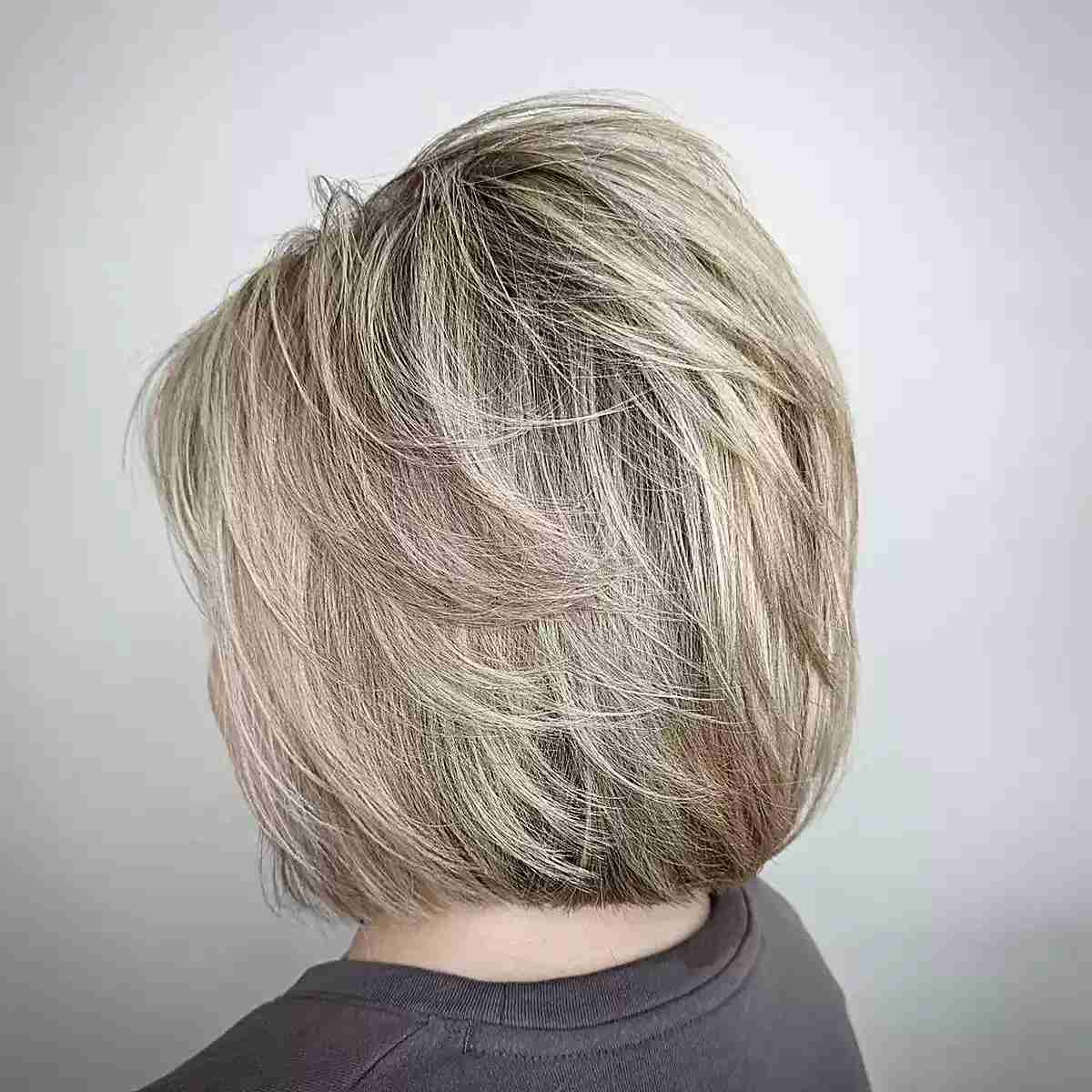 textured blunt bob with short layers