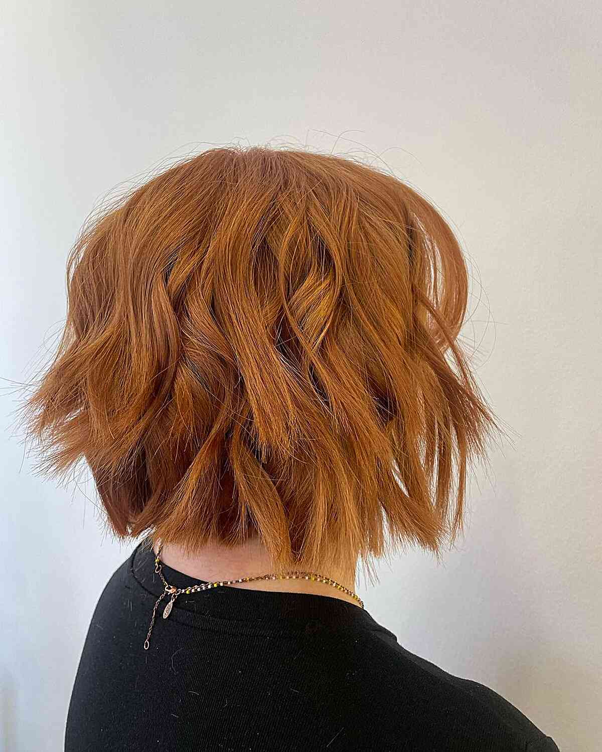 textured short bob with beach waves