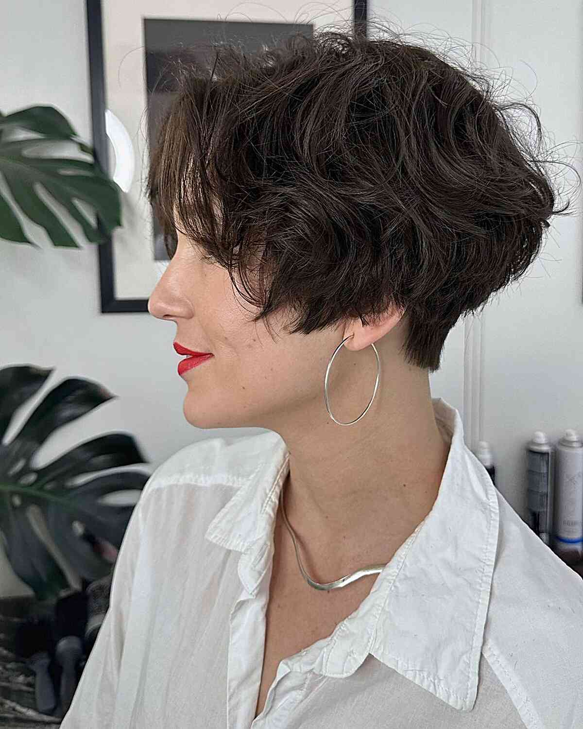 very short messy textured bob with tapered nape