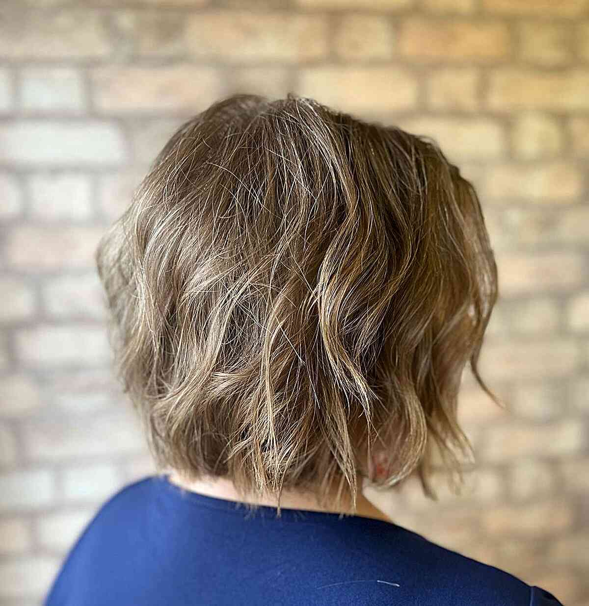 wavy textured bob with choppy layers