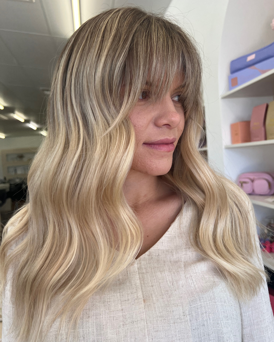 Blonde Curtain Bangs