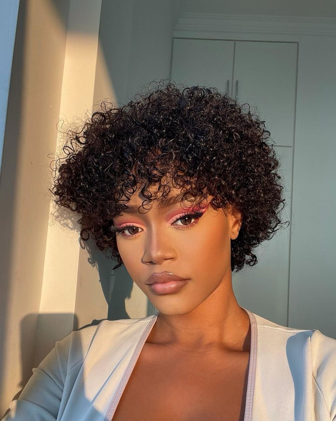 Curly Peek A Boo Bangs Haircut