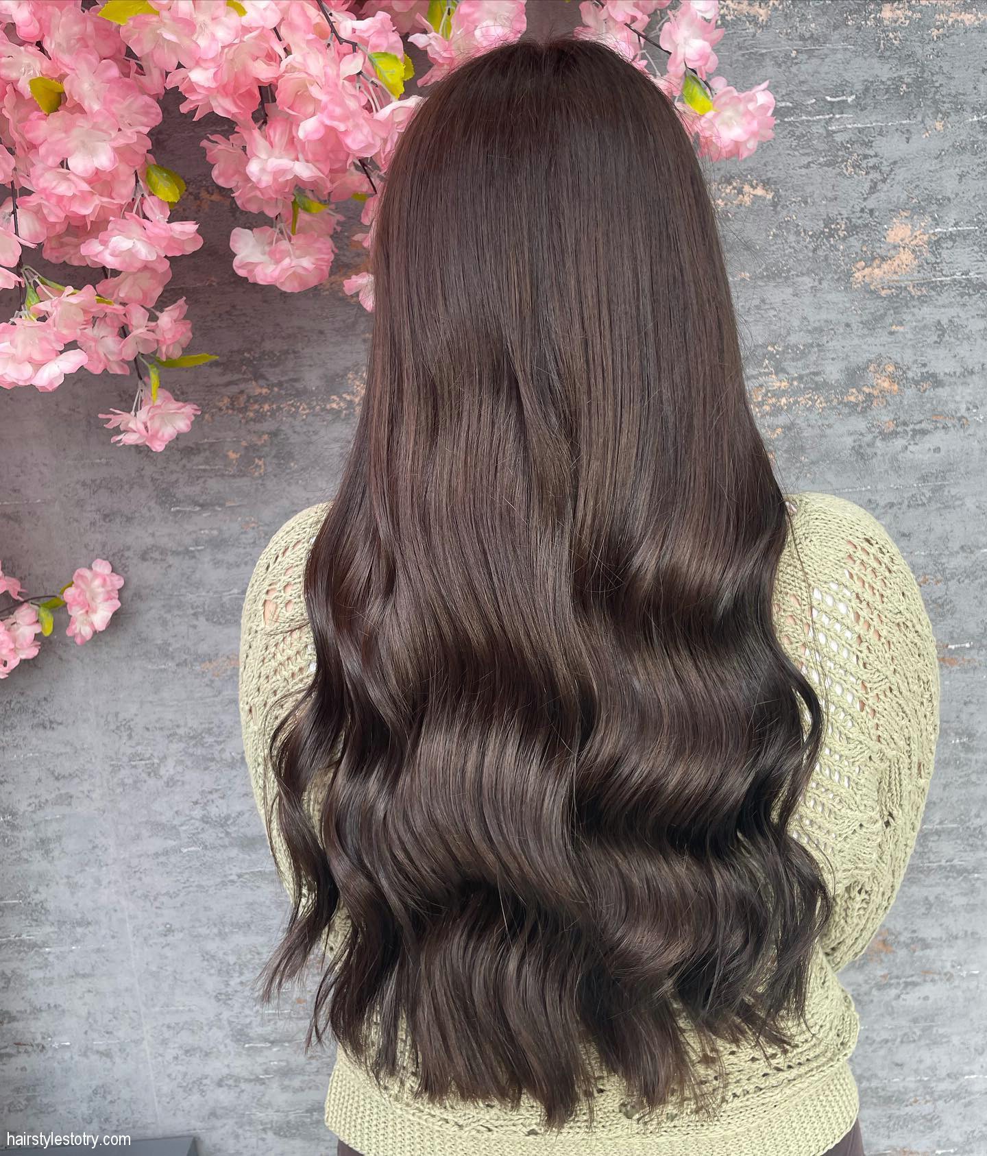 Long Warm Brunette Hair Color