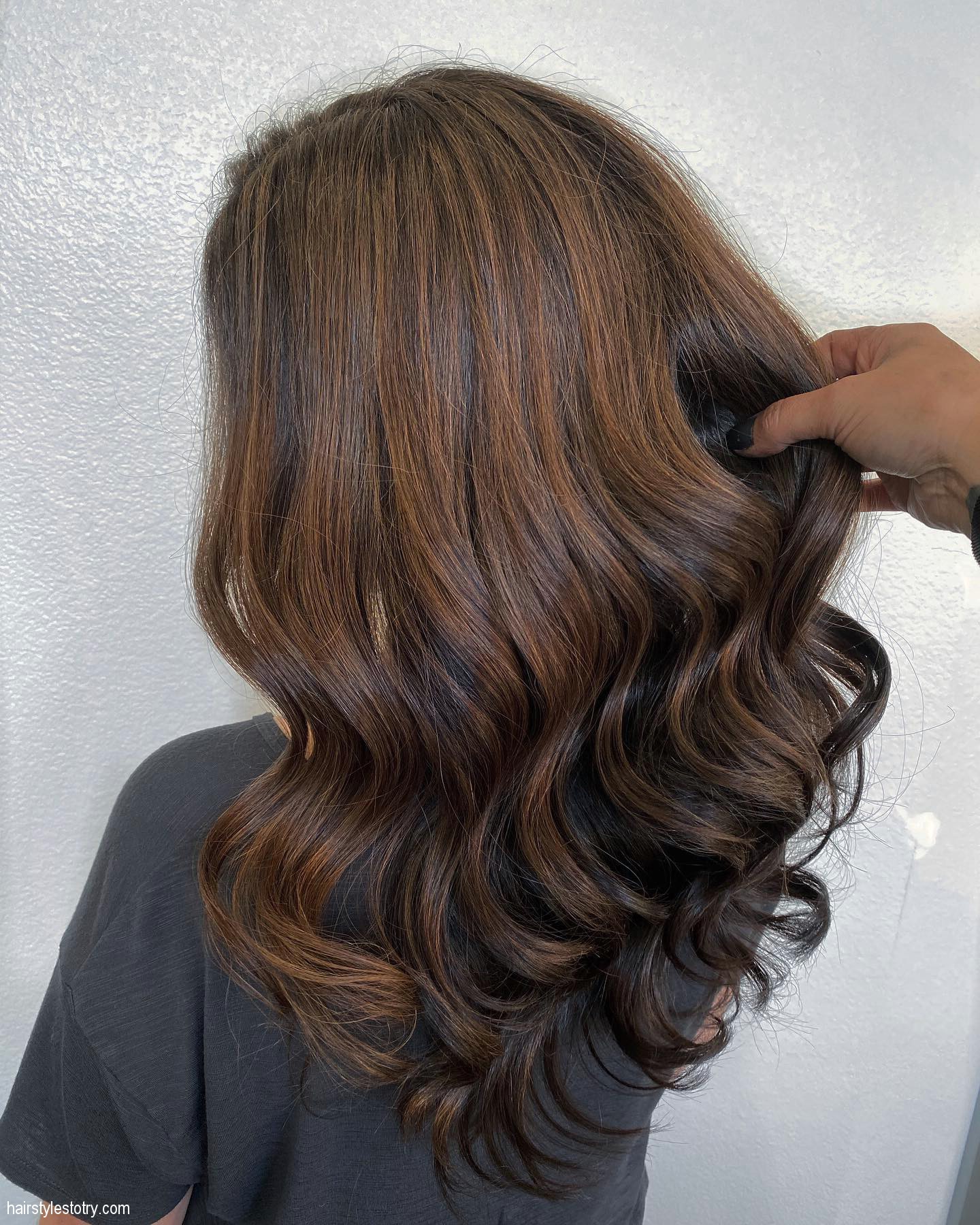 Voluminous Warm Brunette Hair Color