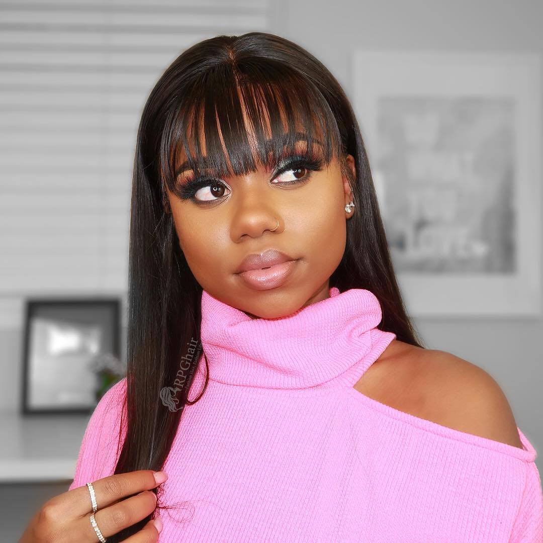 Warm Brown Peek A Boo Bangs