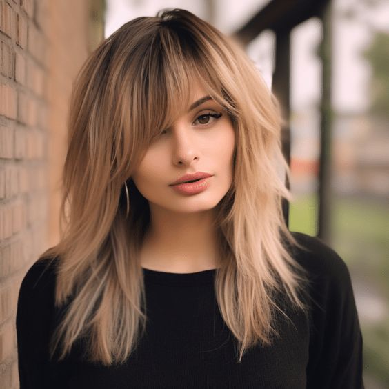 Long Layers with Side Bangs