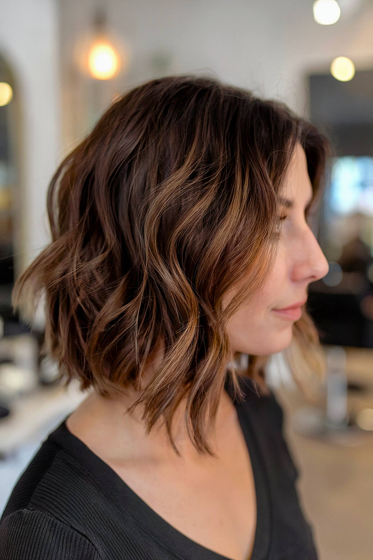 a long angled bob wavy over 40