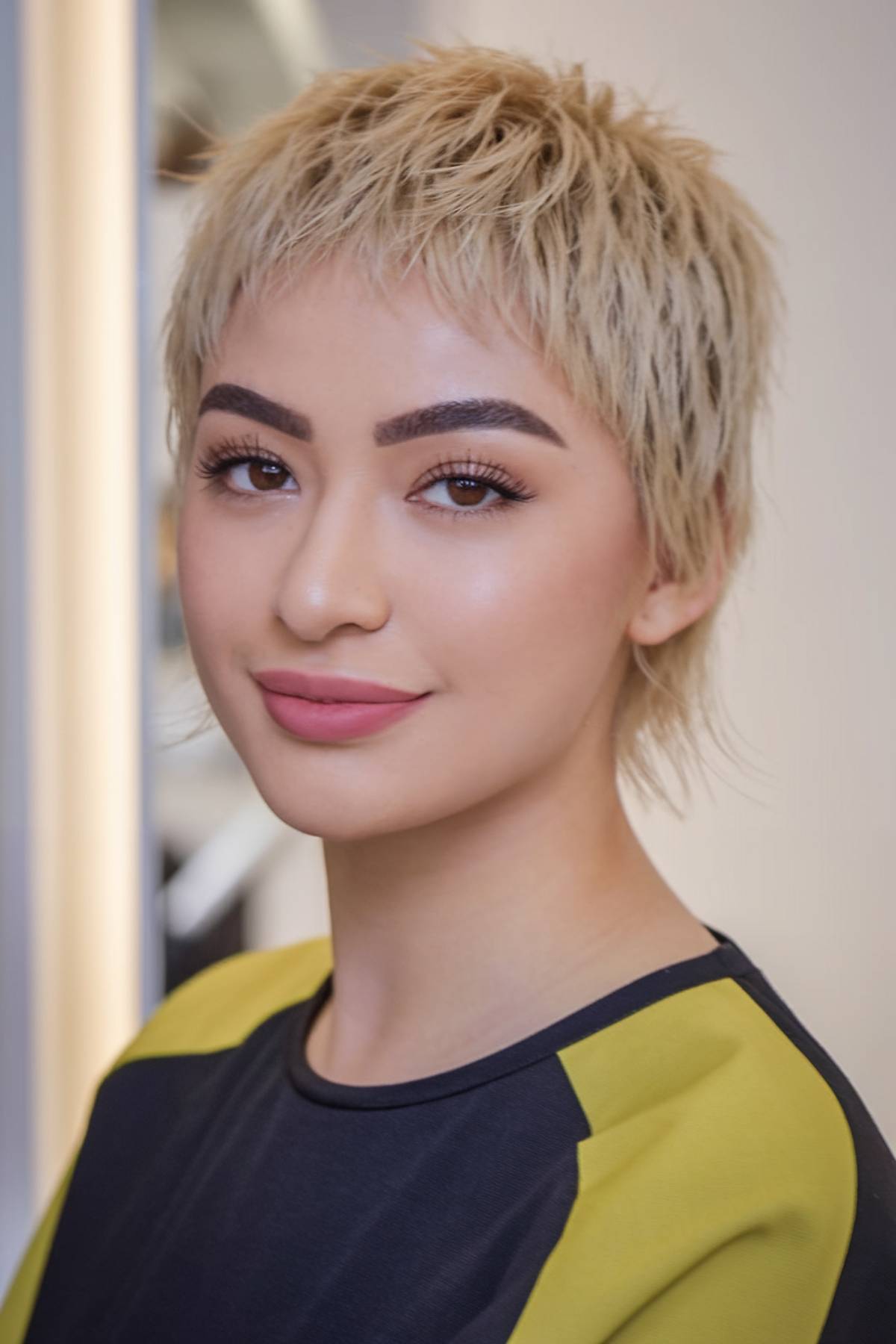 blonde shaggy pixie mullet