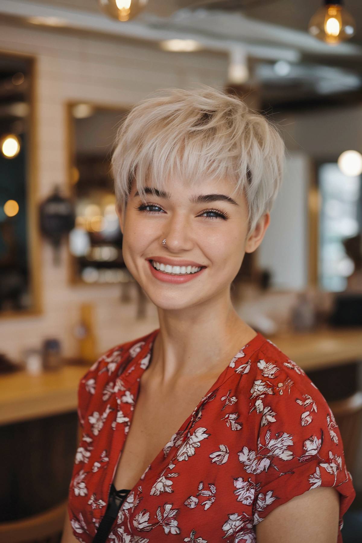 blonde short pixie haircut