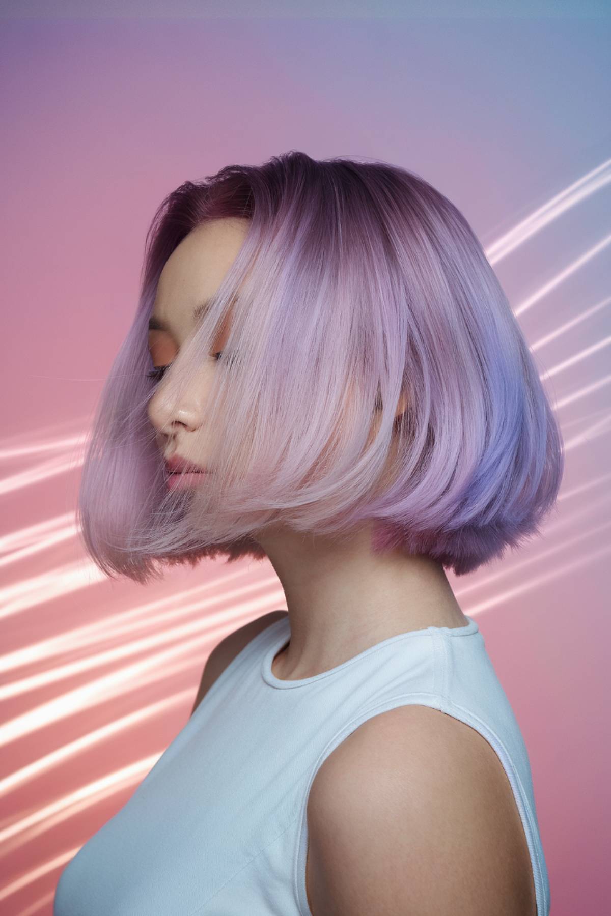 crystal cascade bob ombre pastel hair color