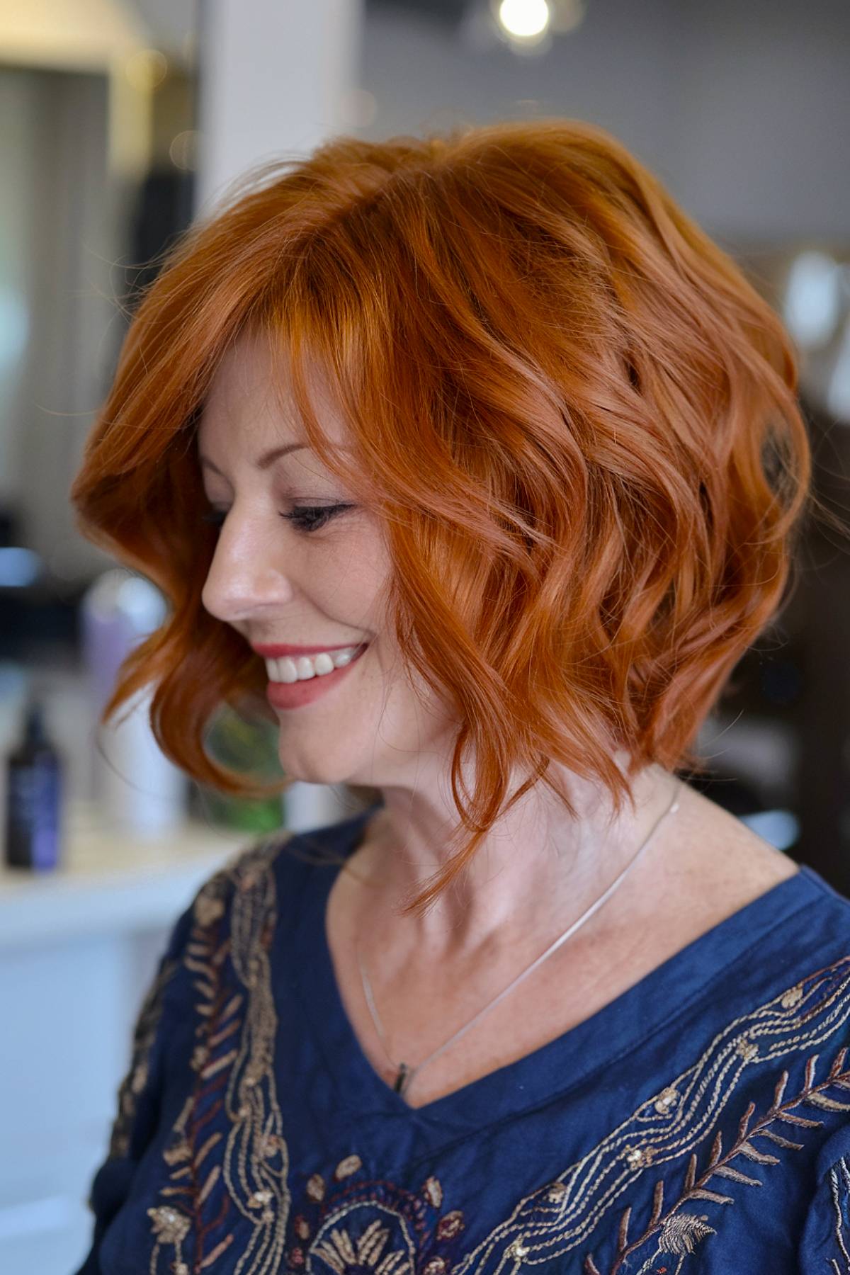 dramatic angled bob over 40
