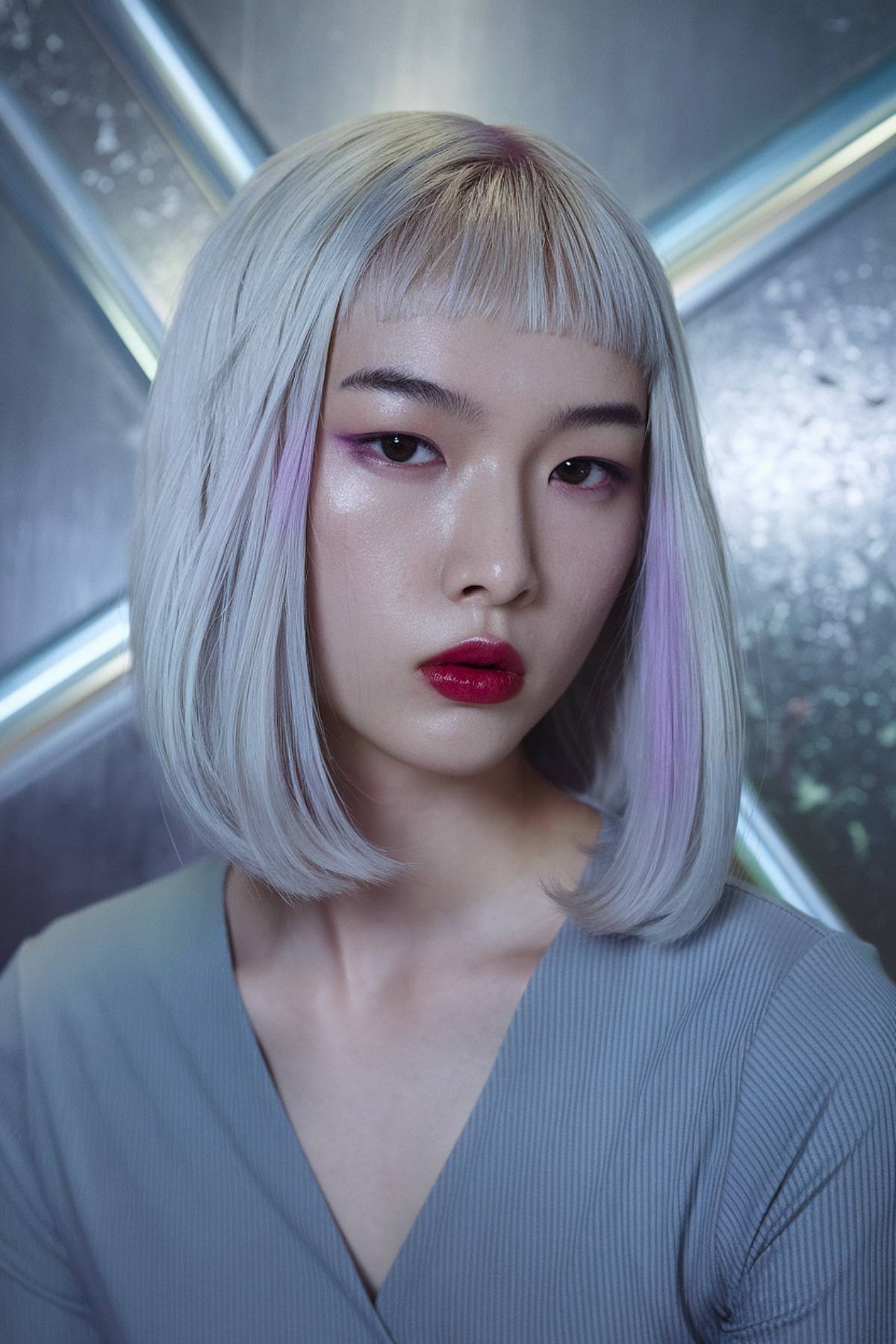 ethereal shard bob icy platinum silver hair