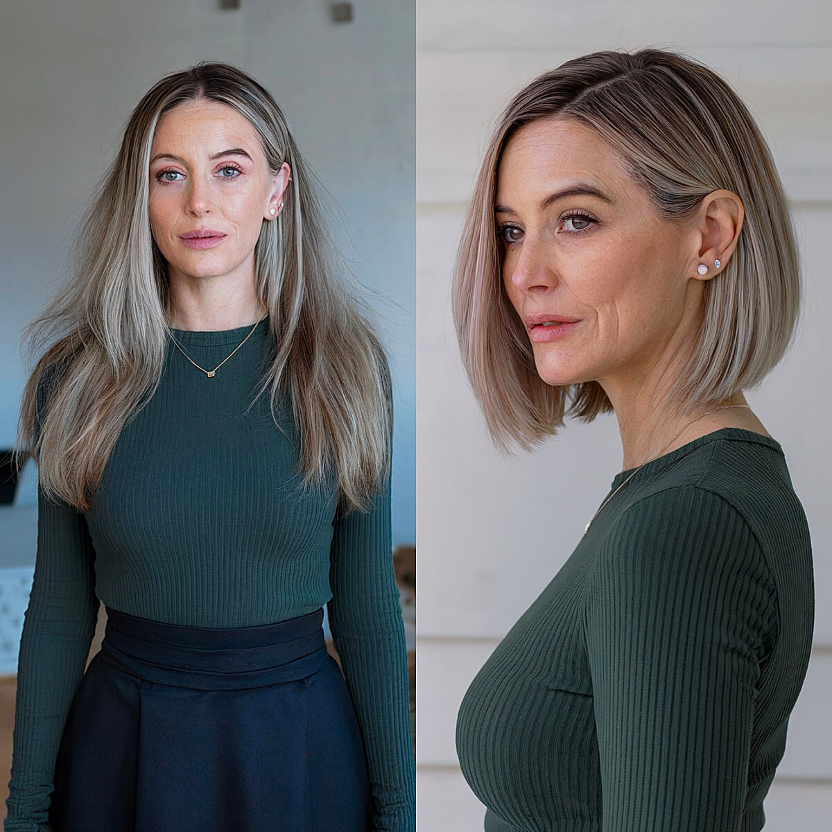flattering angled bob for women over 40