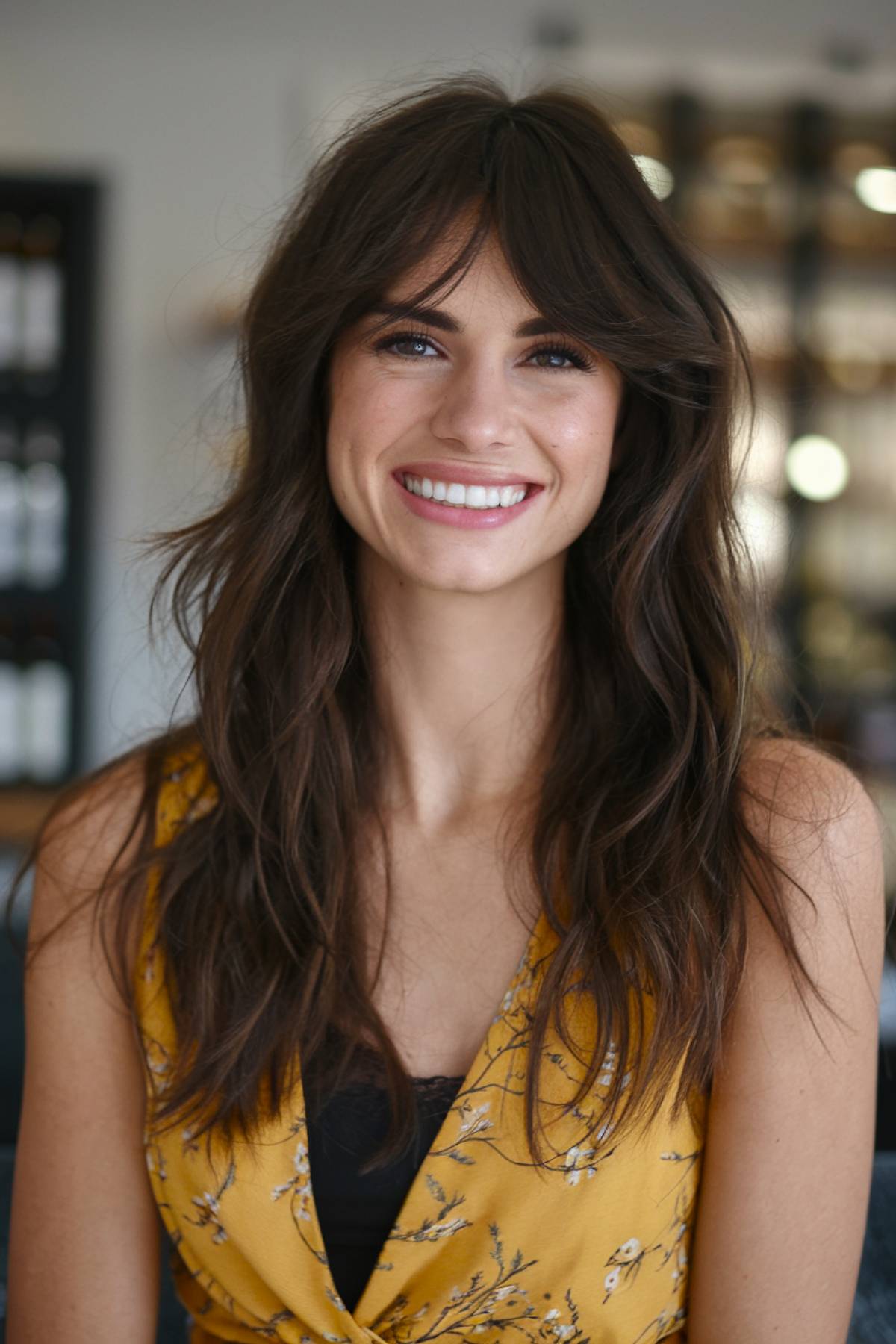 long brunette shag haircut fine hair