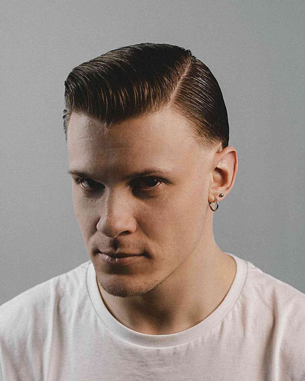 old school side part for men
