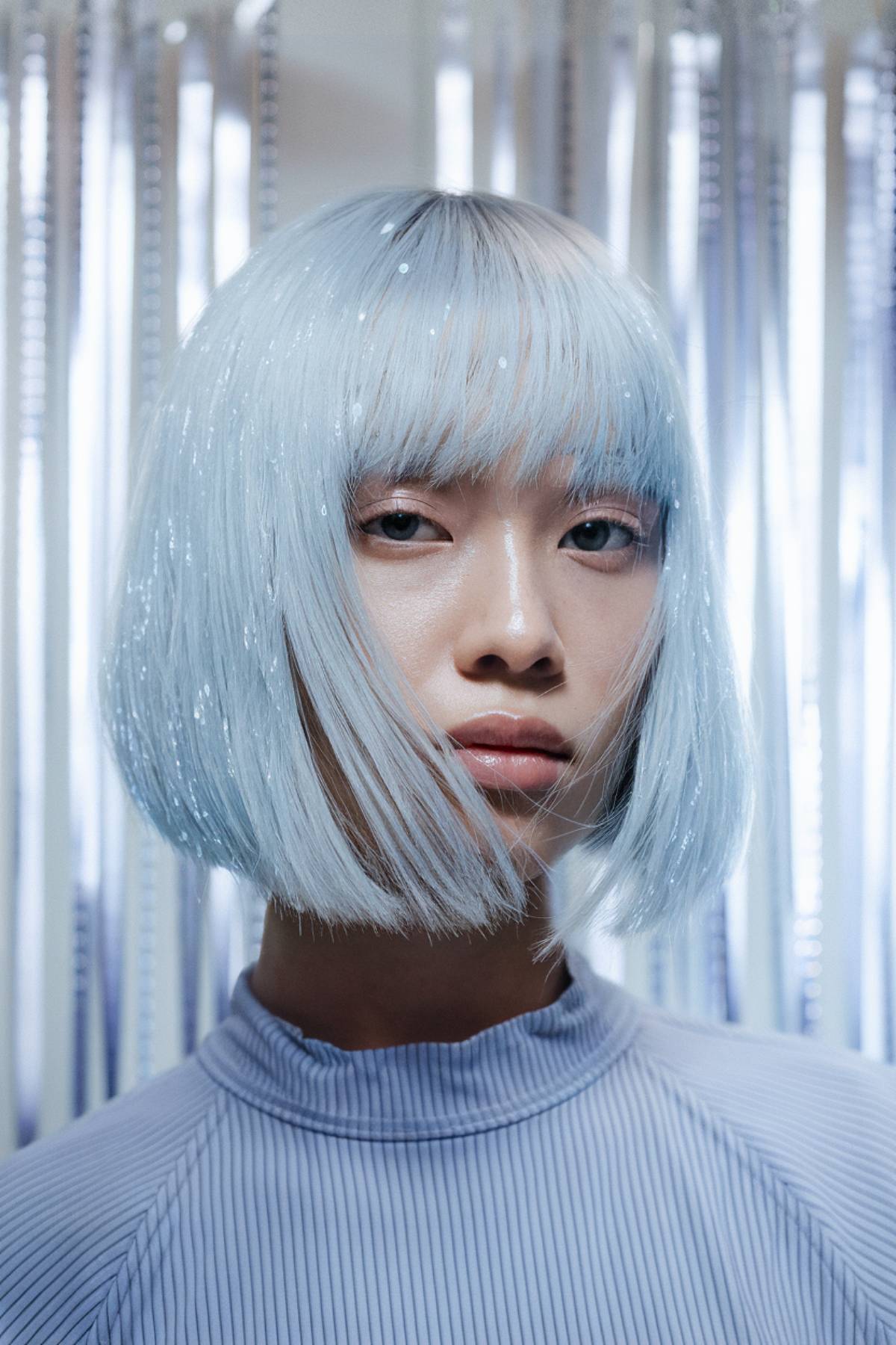 selenite sleek bob white silver hair