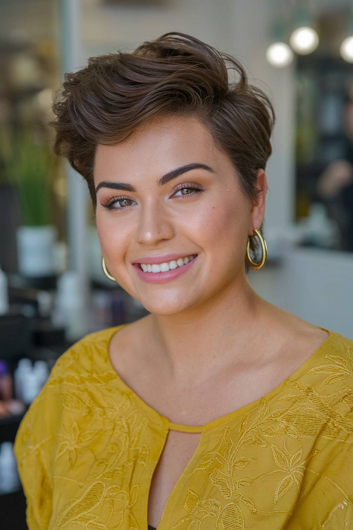 short pixie haircut round faces