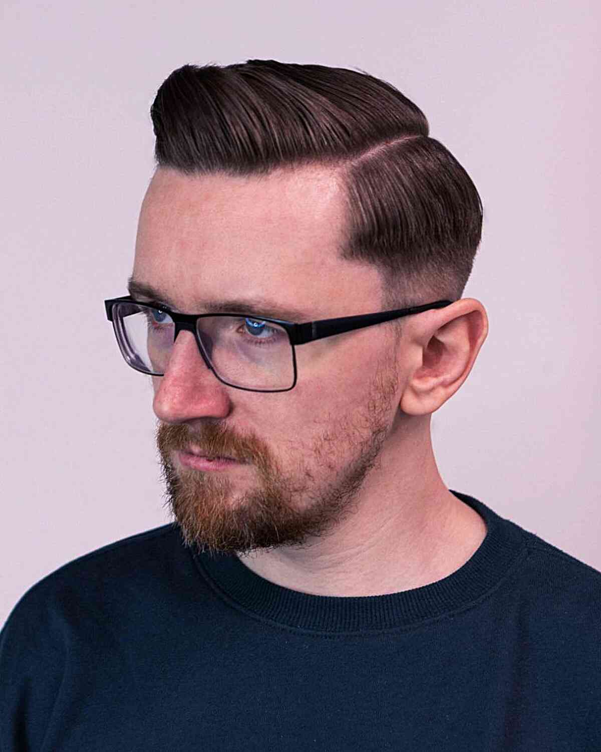 slick hard part side part for men with glasses
