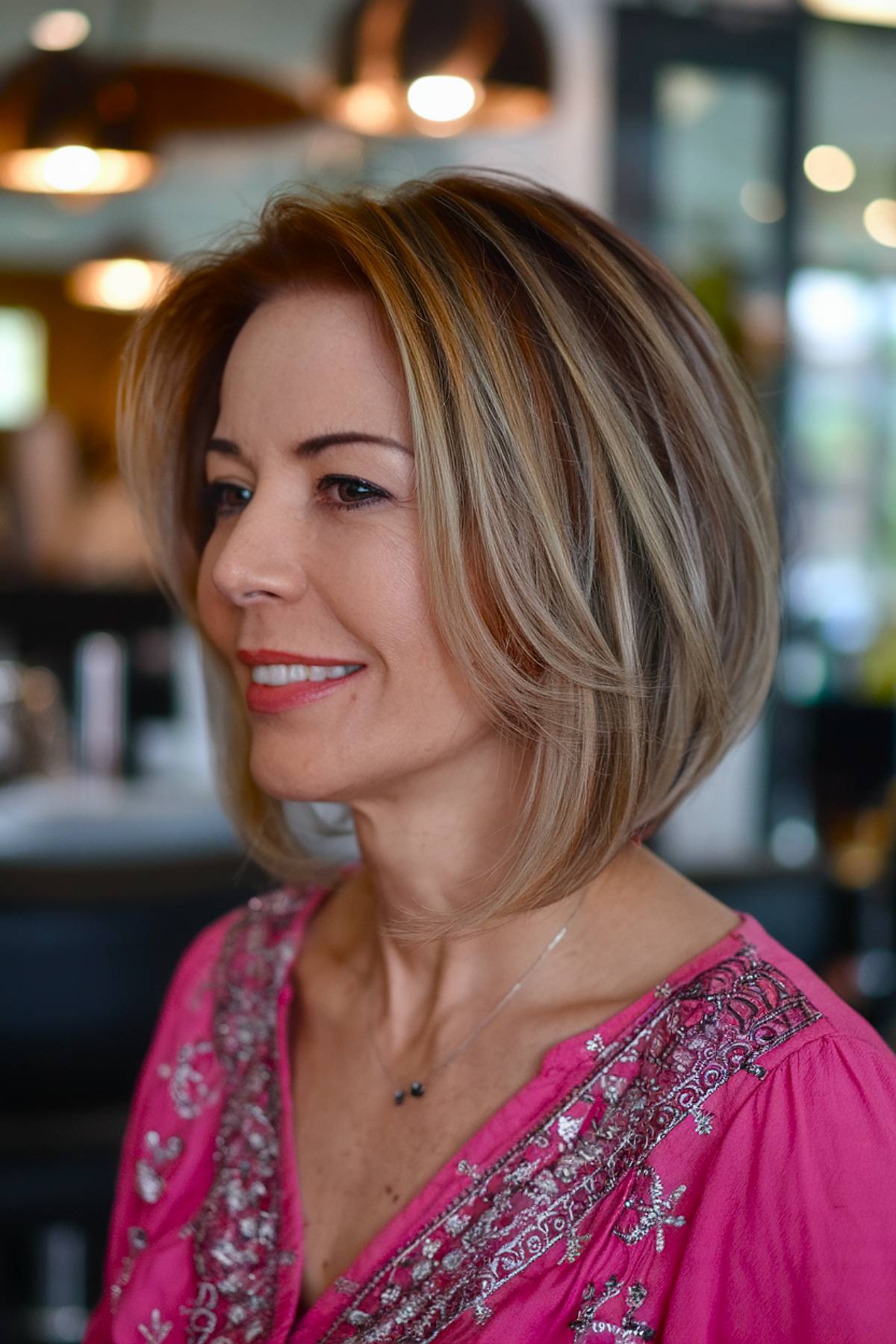 slightly long angled bob over 40