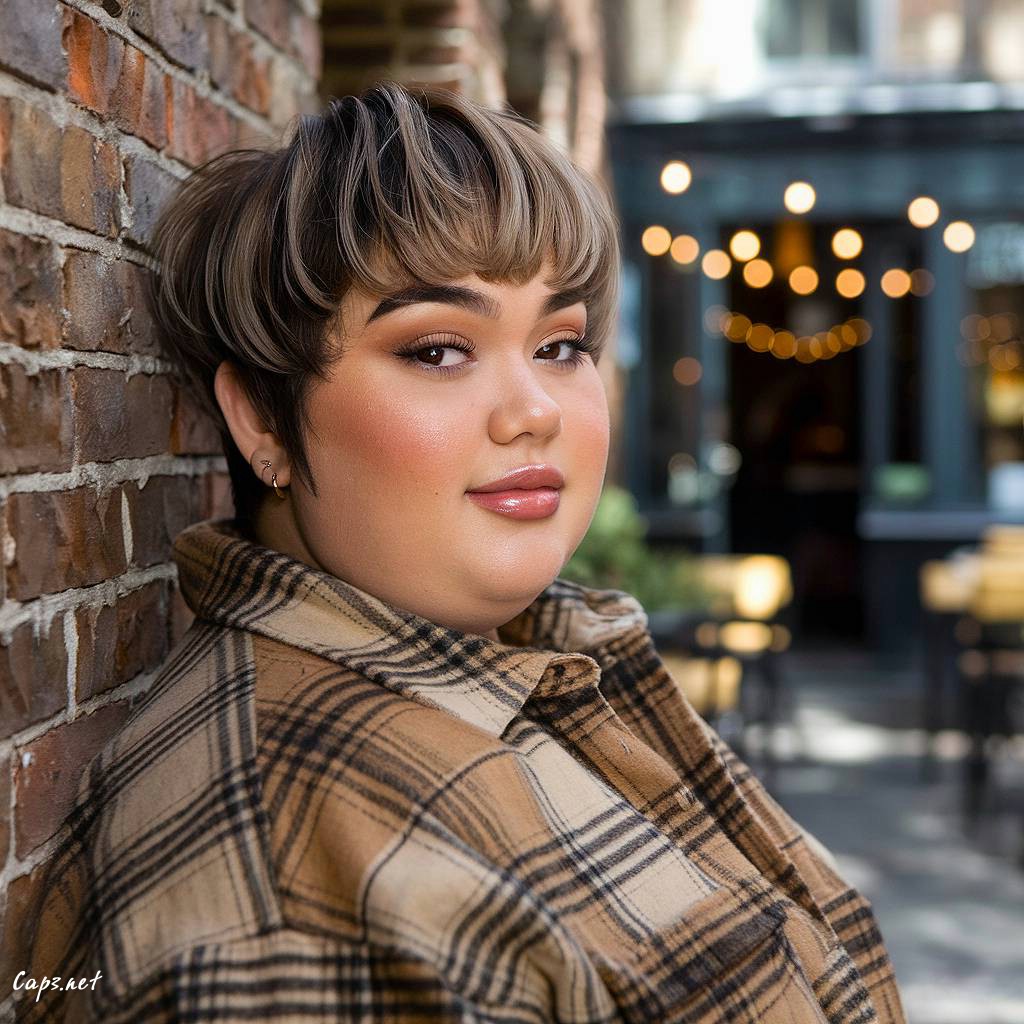 pixie cut bangs chubby face