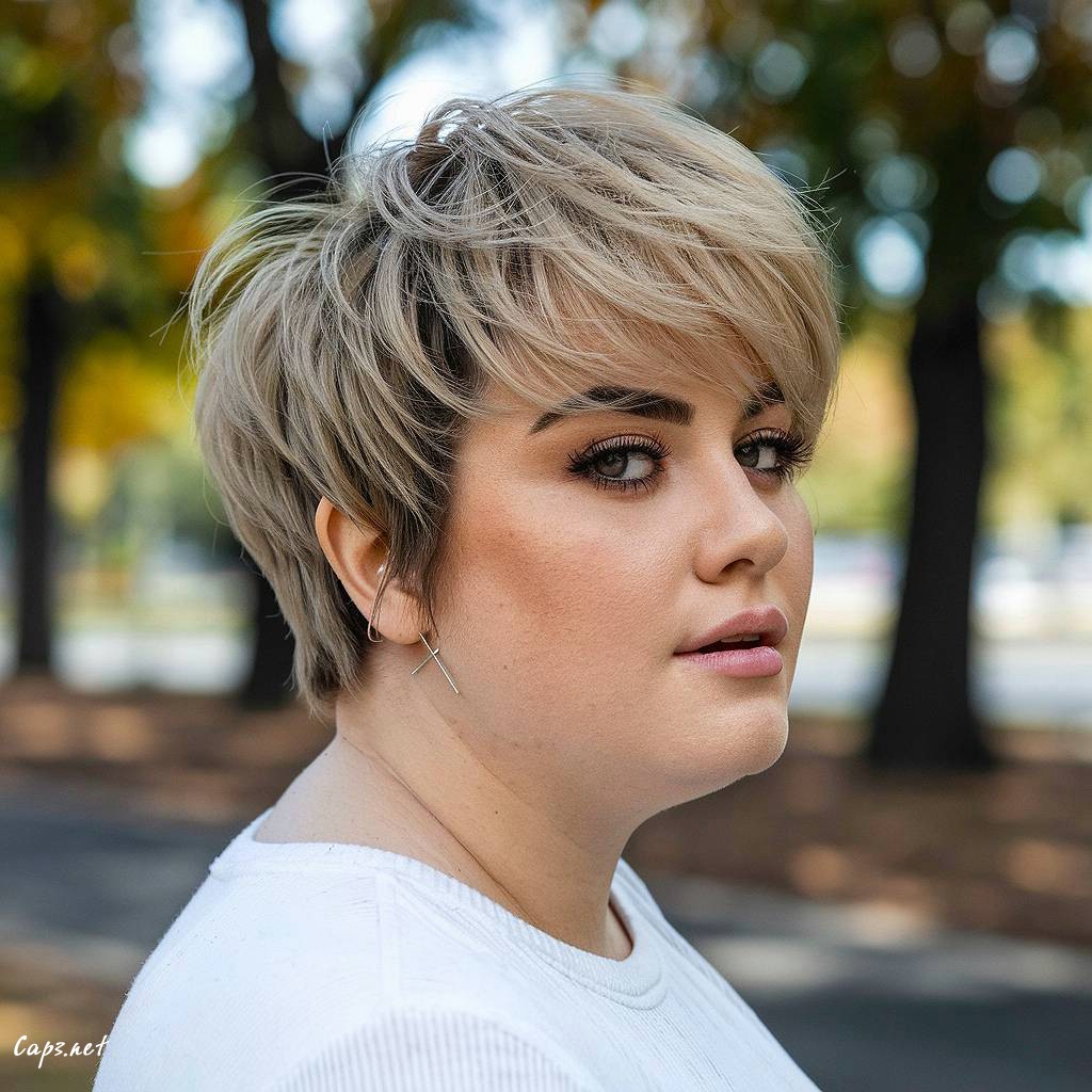sculptpixie cut for chubby faced women
