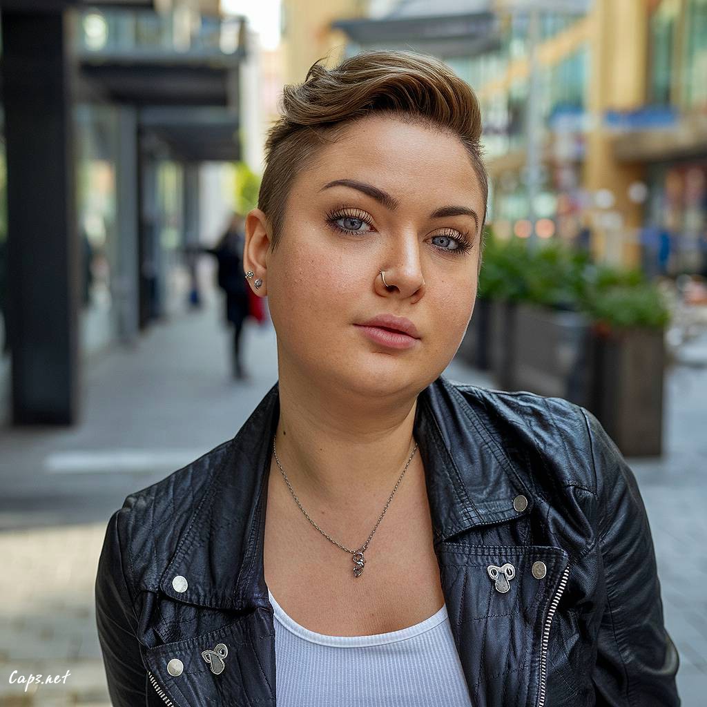 shaved pixie cut chubby face
