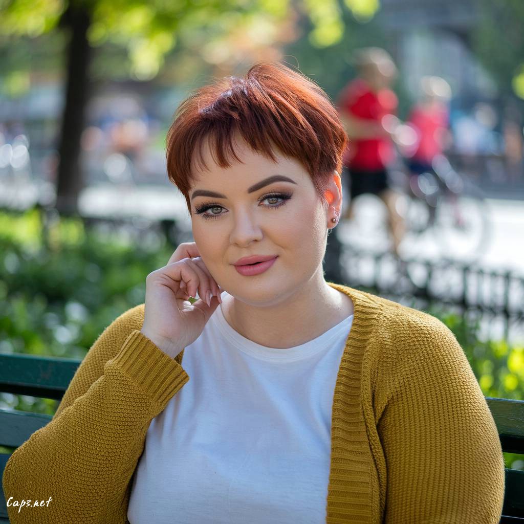 short pixie cut round chubby face