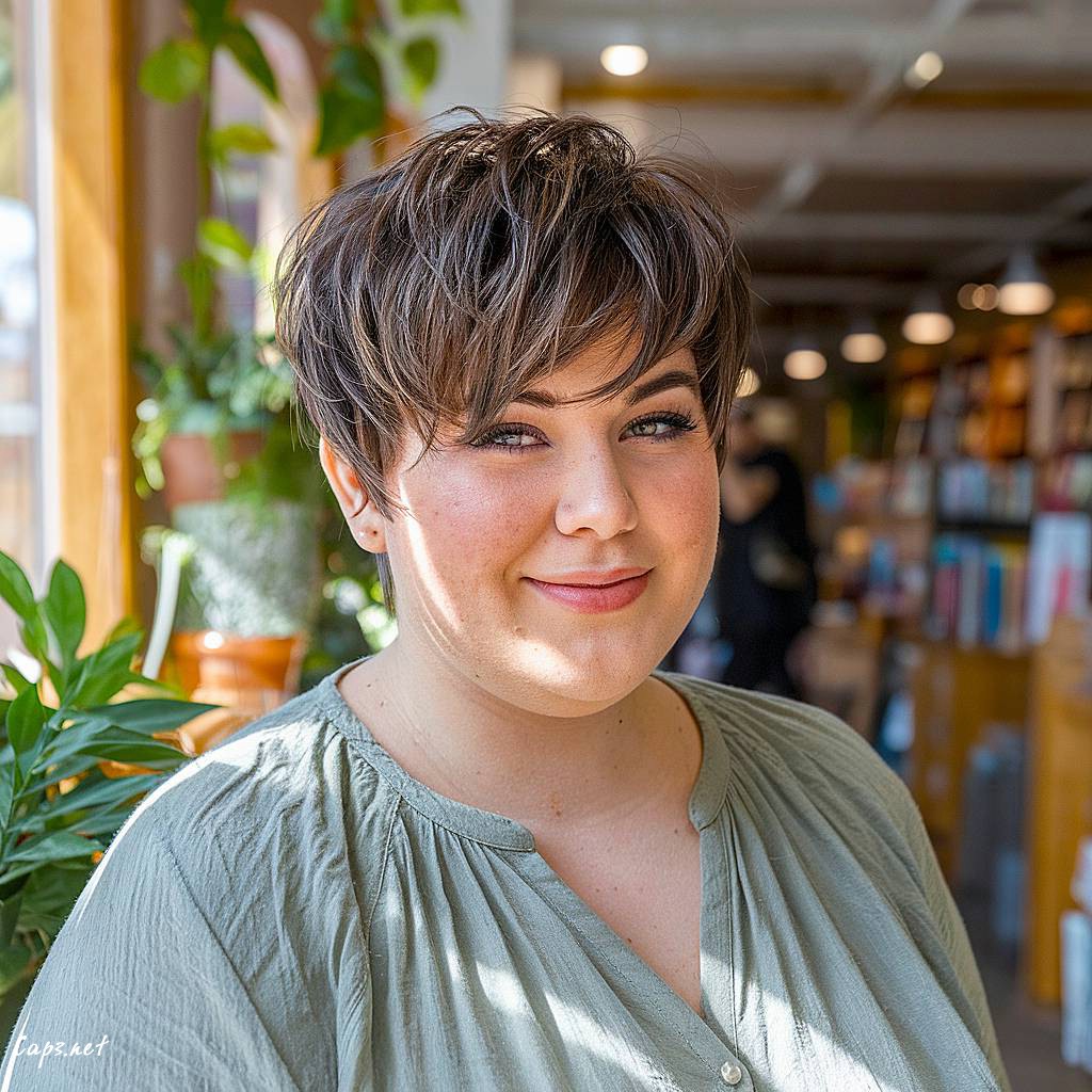 textured pixie cut chubby face