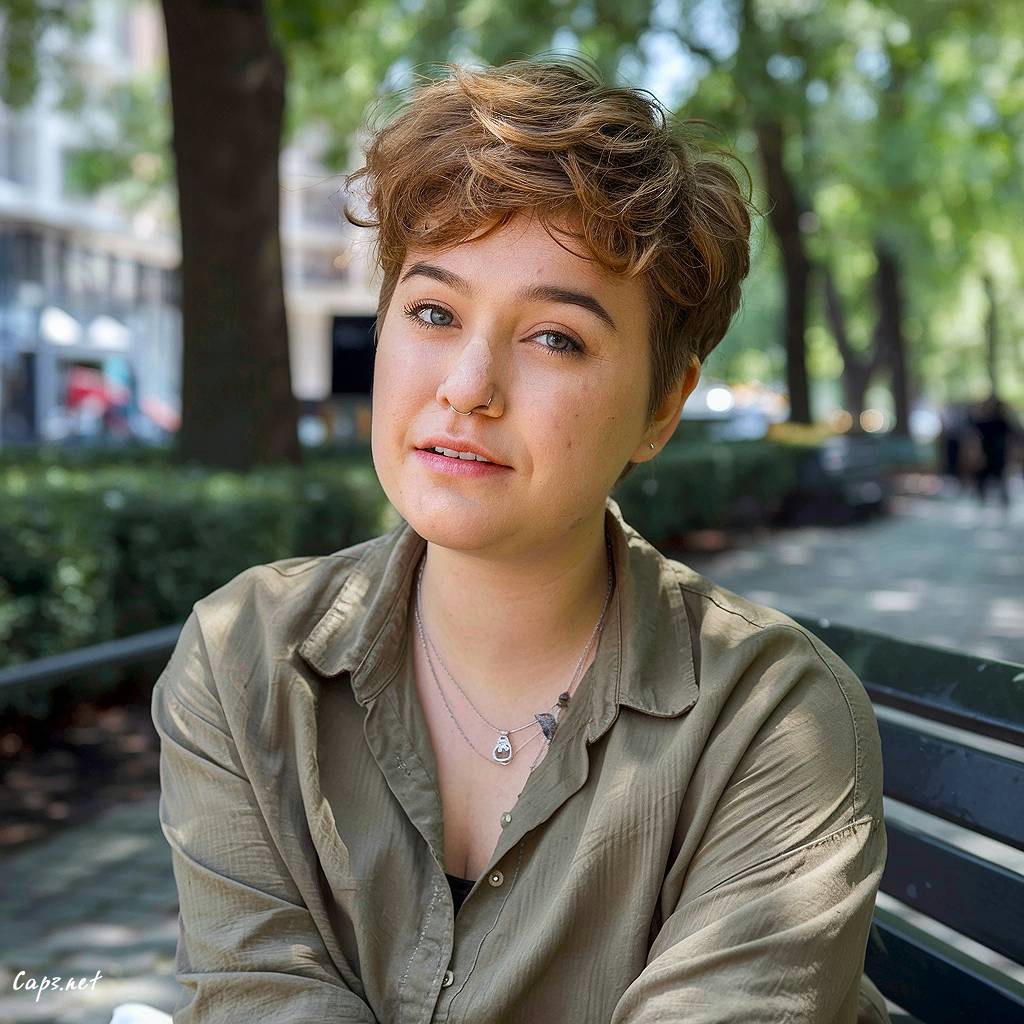 wavy pixie cut chubby face
