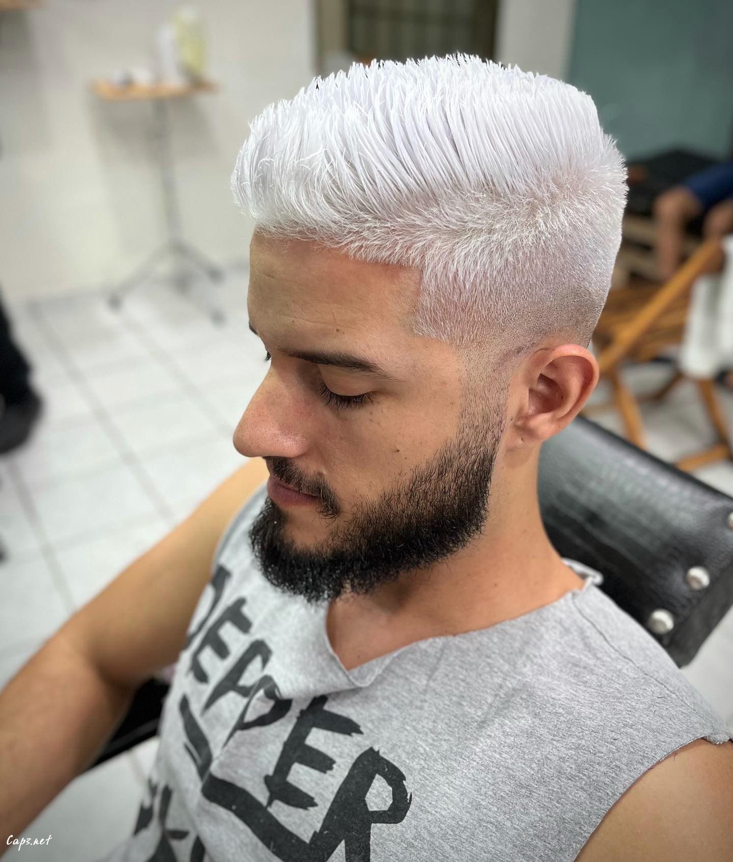 Icy White Pompadour Hair