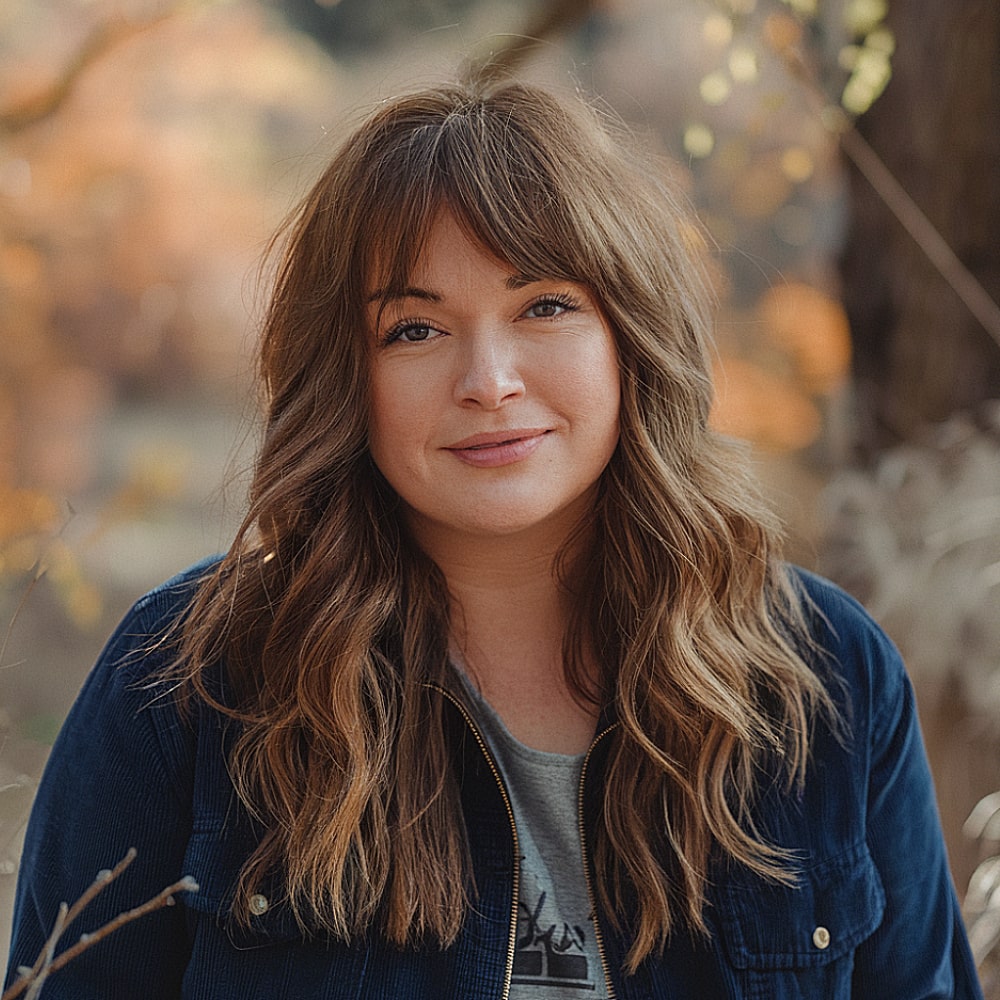 choppy layers long hair volume round face