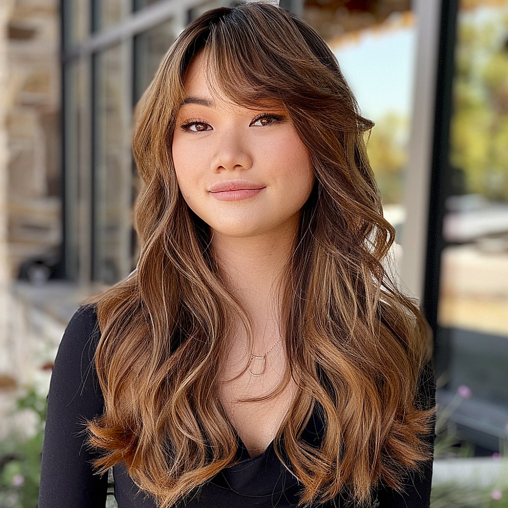 long layers ovaluxe haircut round face shape