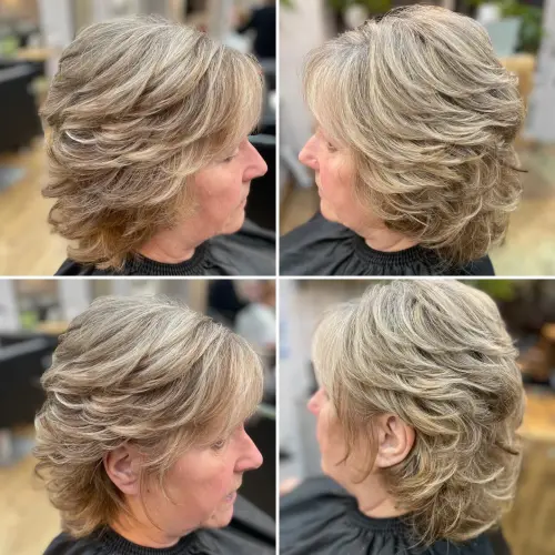 Hairstyle with swept back layers