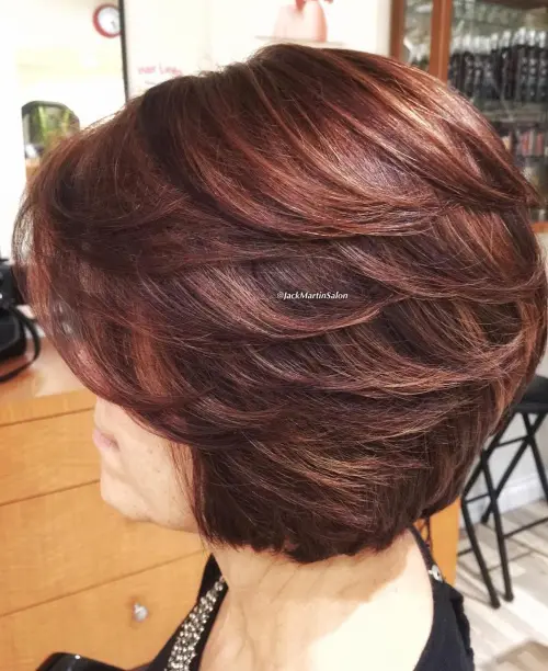 Jaw length feathered bob