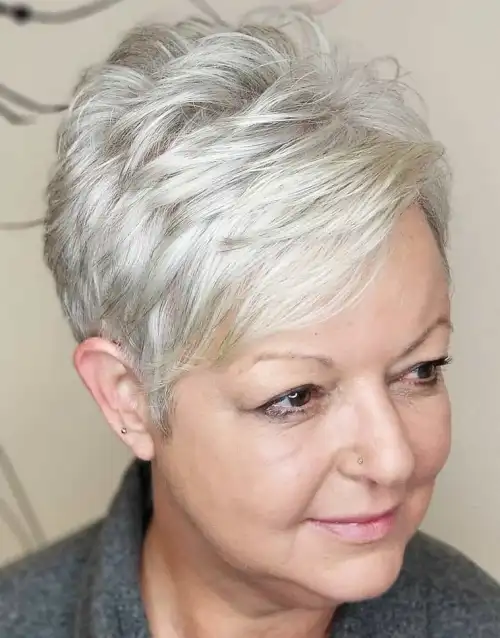 Short side swept pixie