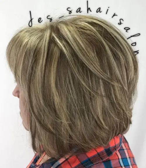 Tousled lob with root volume